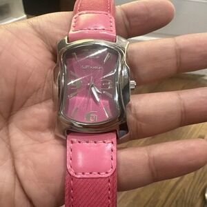 Working DollHouse Watch Women Silver Pink Dial And Band 32mm New Battery Fit 7.5